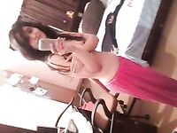 Beautiful college girl seduces her boyfriend with her sexy assets