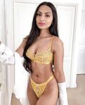 British Indian Beauty In Yellow Lingerie