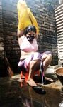 Masked Bengali bhabhi nude bathing and peeing