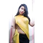 Girlfriend in transparent saree showing firm boobs