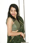 Hot Desi Babe Kavya Sexy Green Indian Sari