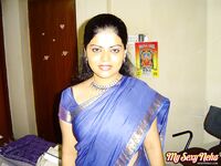 Hot Sexy Neha Nair Blue South Indian Sari