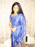 Hot Sexy Neha Nair Blue South Indian Sari