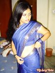 Hot Sexy Neha Nair Blue South Indian Sari