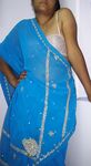 Indian Bhabhi Parveen Transperant Blue Saree