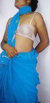 Indian Bhabhi Parveen Transperant Blue Saree