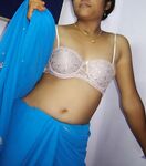 Indian Bhabhi Parveen Transperant Blue Saree