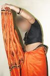 Indian Housewife Shamina Orange Saree Naked