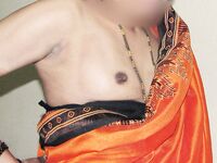 Indian Housewife Shamina Orange Saree Naked