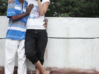 Sexy Indian Girl Gropped By Boyfriend
