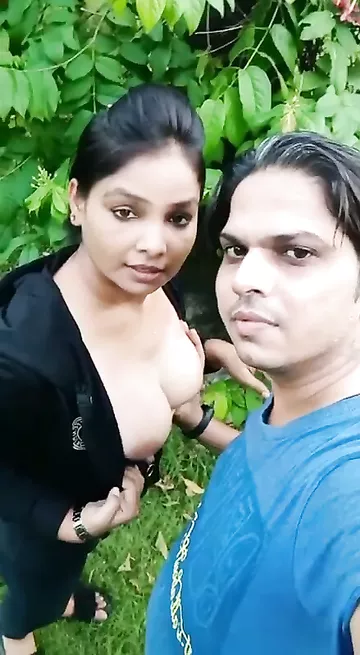 Indian GF feeding her big boobs outdoors