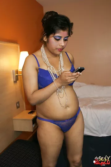 Rupali Hot Indian Babe Blue Lingerie Naked Selfie