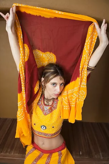 Nude NRI Gujarati Traditional Dress Chania Cholie