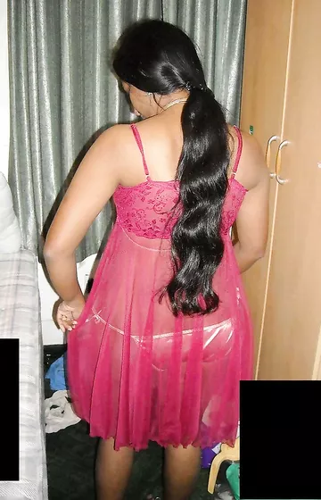 Indian Bhabhi Sadaf Stripping Her Red Nighty