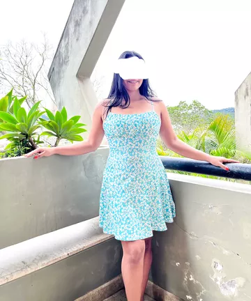 Indian girlfriend showing off her busty natural tits