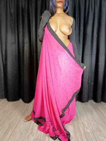 Indian Wife Letting Him Swipe to Strip Her Body Completely