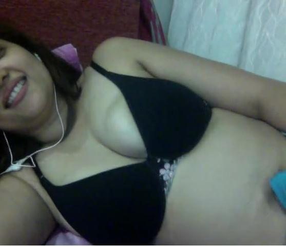 Beautiful girl shows off her big boobs on a video chat