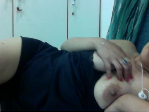 Beautiful girl shows off her big boobs on a video chat