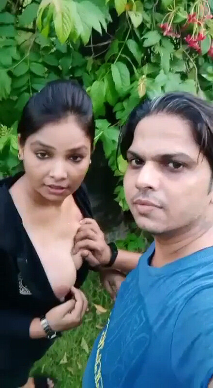 Indian GF feeding her big boobs outdoors