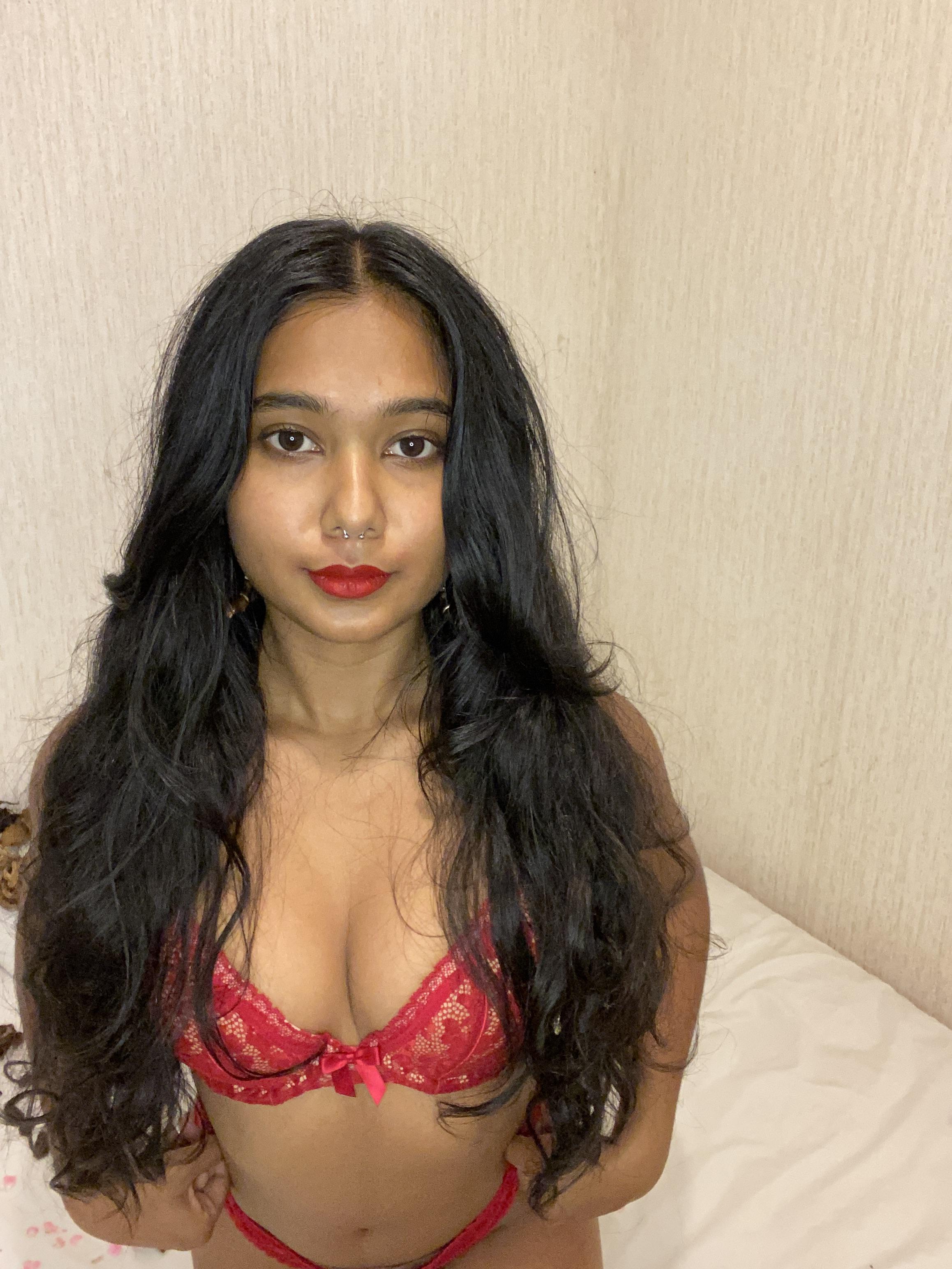 My Red Lacy Thong Clinging Tight, Teasing My Wet Desi Pussy for Your Hard Fuck