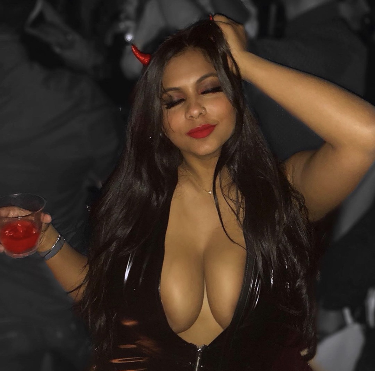 Squeezing my juicy Desi melons, moaning loud for your throbbing dick selfie