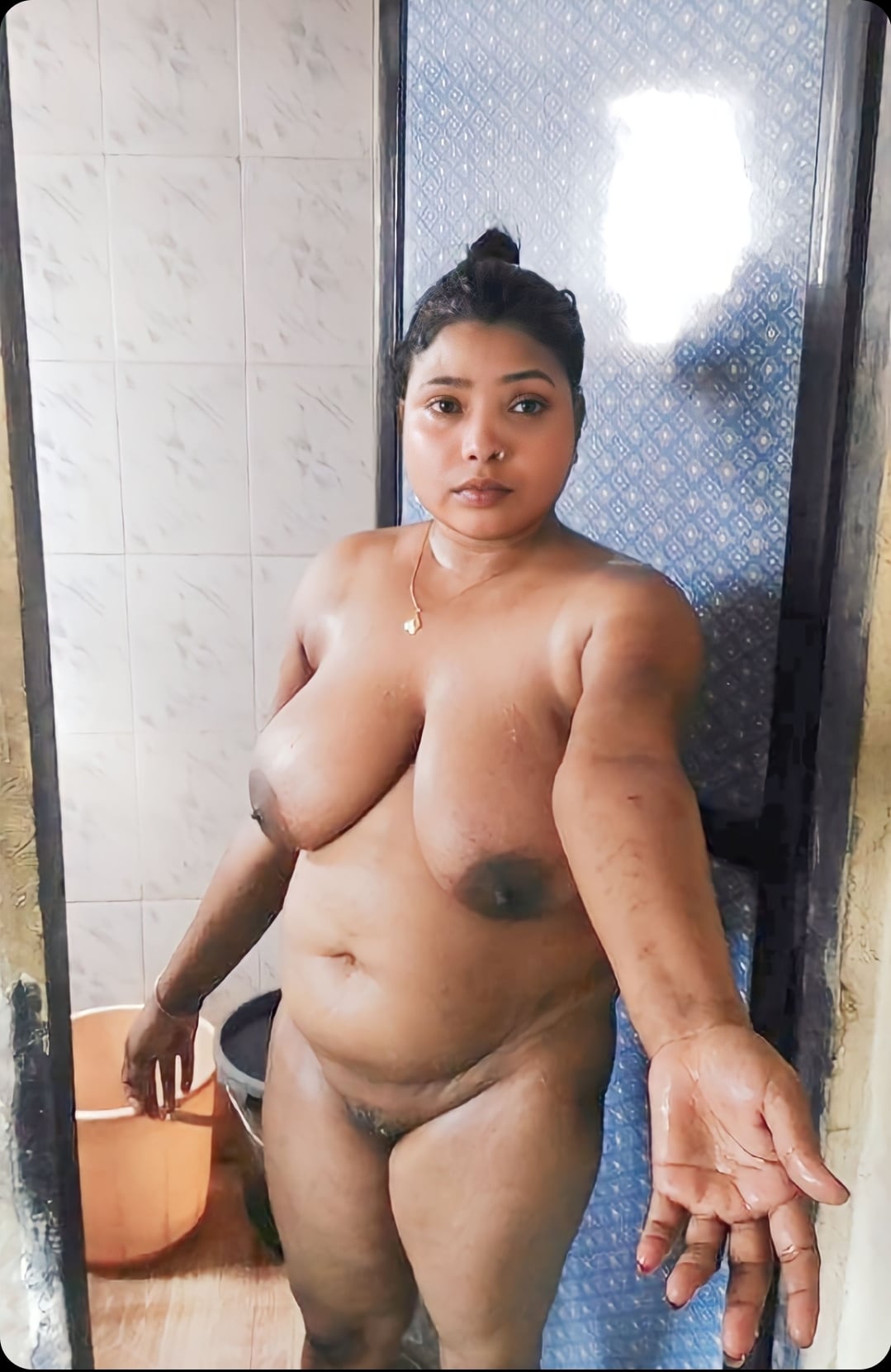 Big boobs wife coming out naked from bathroom