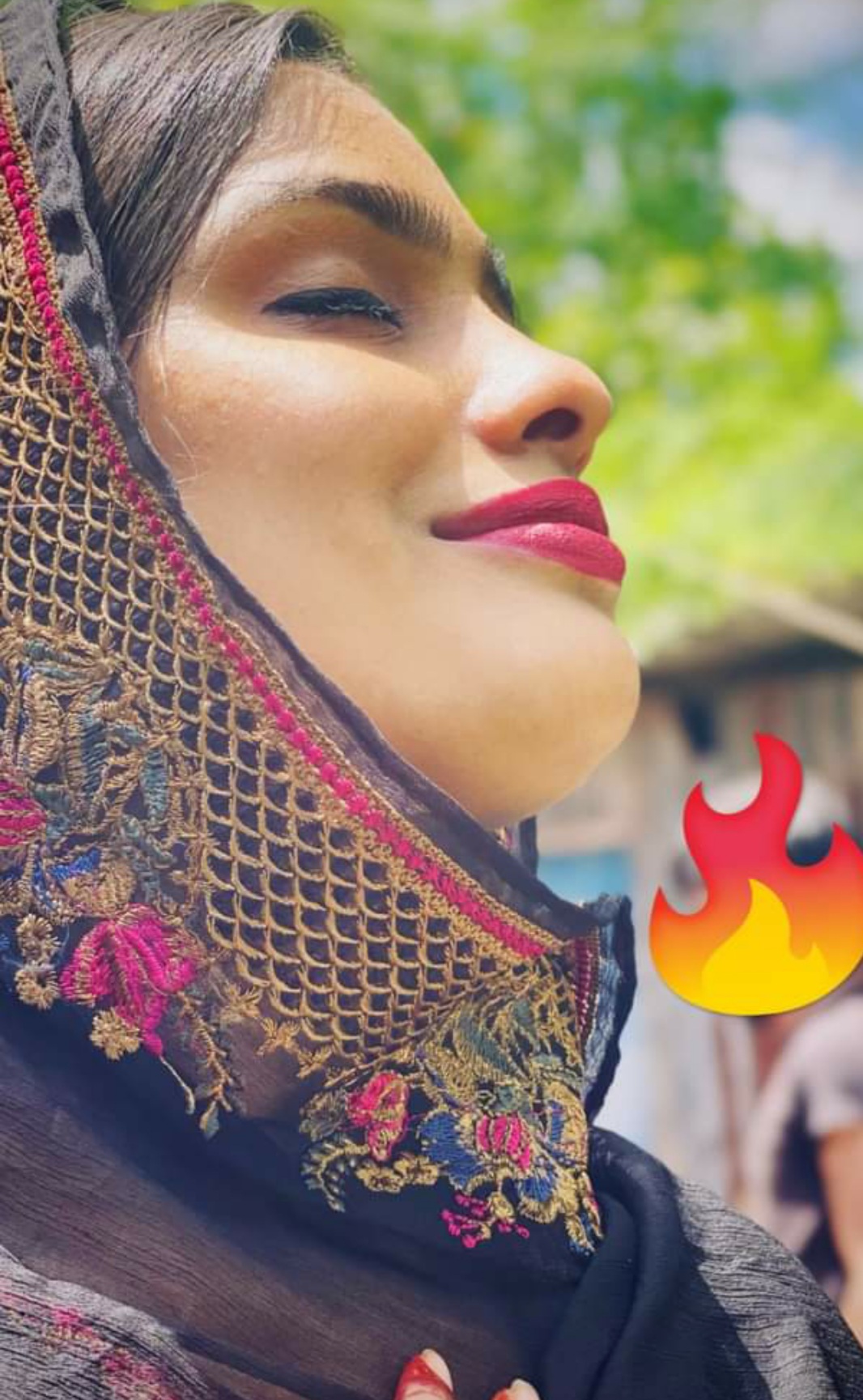 Red lips Bangladeshi hijab girl with big boobs