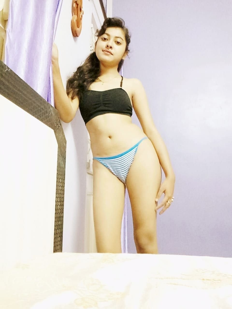 Bengali wife in saree striptease nude show for lover