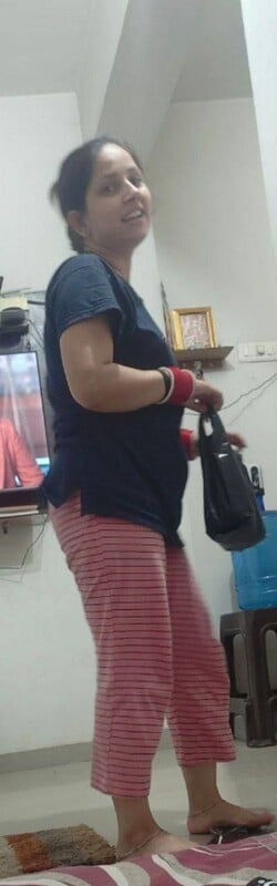 Homely Indian wife naked posing before husband