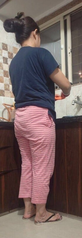 Homely Indian wife naked posing before husband