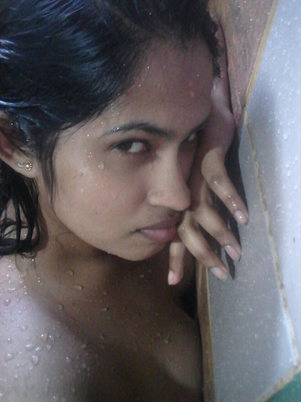 Busty Srilankan girl topless wet photo in bathroom