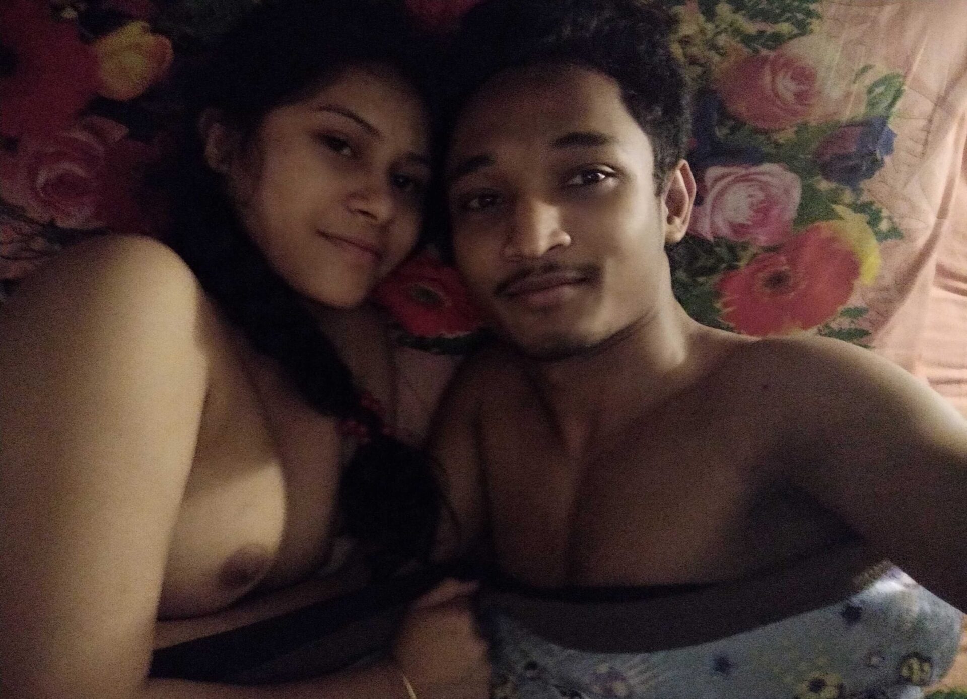 Newly married couple first night romance photos
