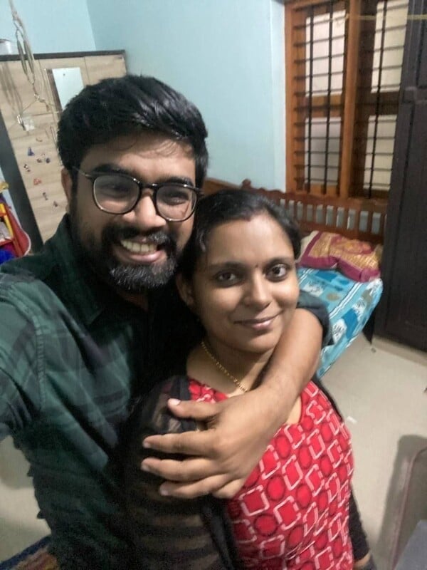 Newly married couple kissing and bedroom sex fun