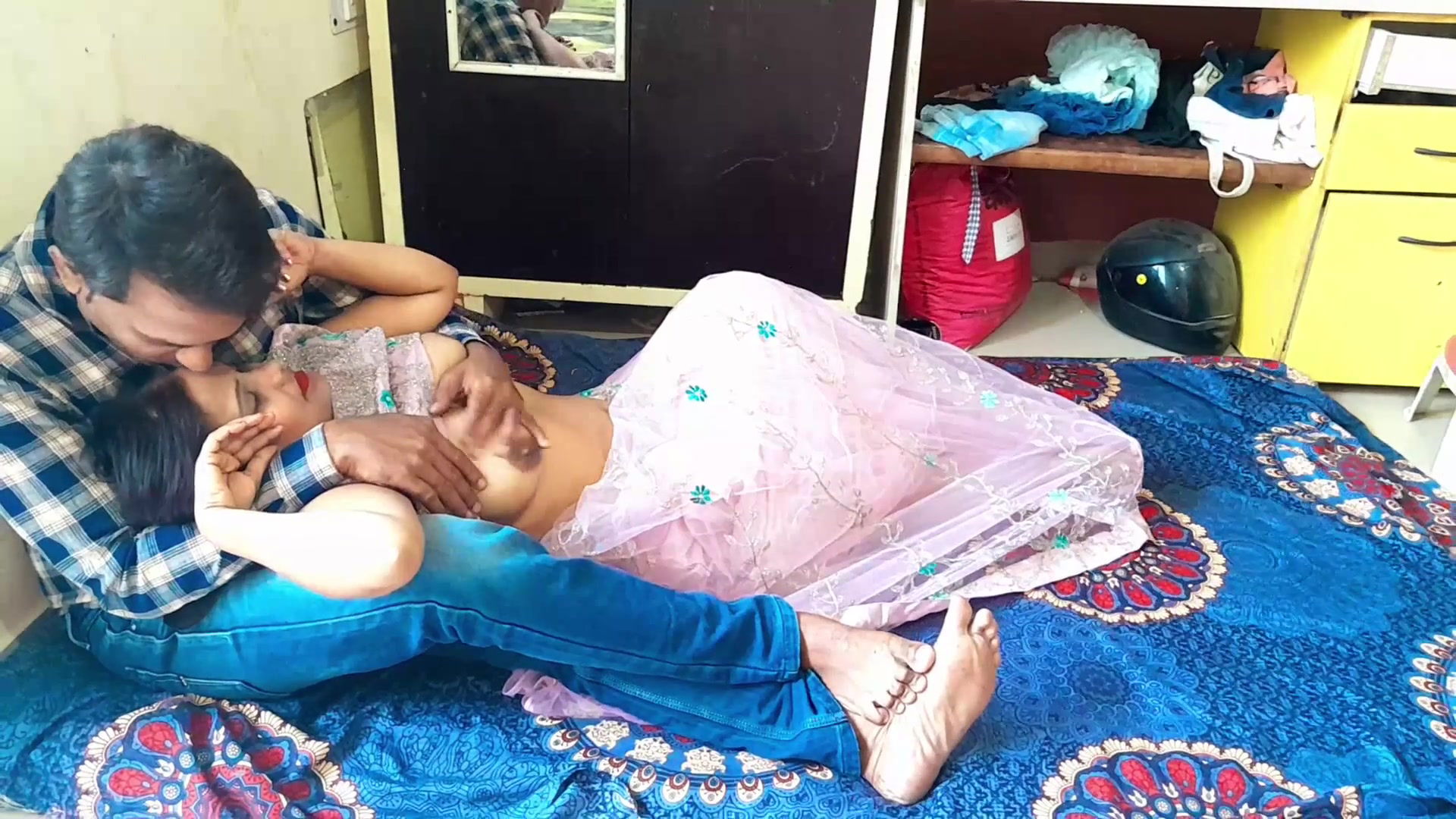 Indian porn wife big boobs pressing and foreplay