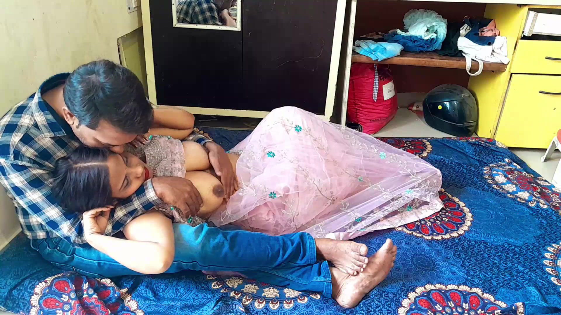 Indian porn wife big boobs pressing and foreplay