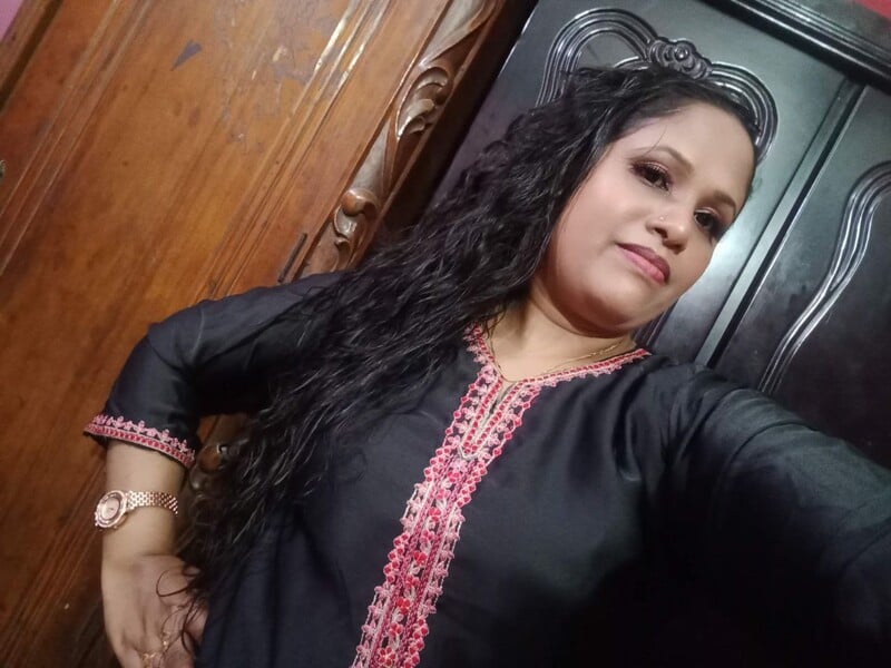 MILF standing topless in bathroom selfie show