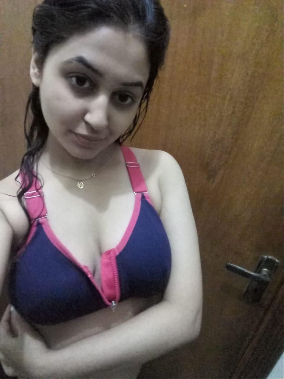 Gorgeous girl in bra shows topless body to boyfriend