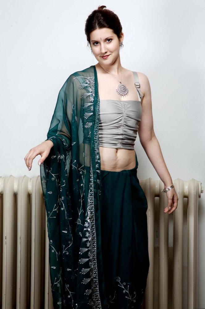 Cute Punjabi Housewife Wearing Indian Sari