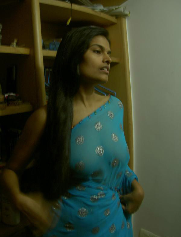 Horny Looking Indian Wife Blue Sari Pictures