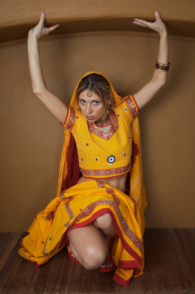 Nude NRI Gujarati Traditional Dress Chania Cholie