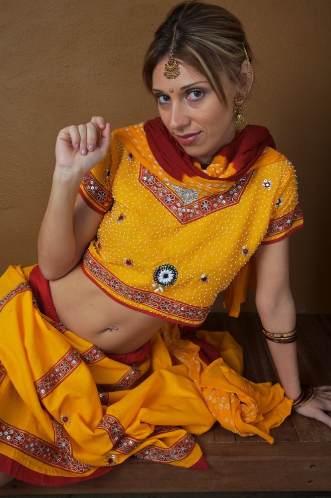 Nude NRI Gujarati Traditional Dress Chania Cholie