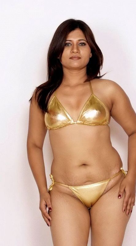 Hot Indian Model Nikita In Golden Bikini