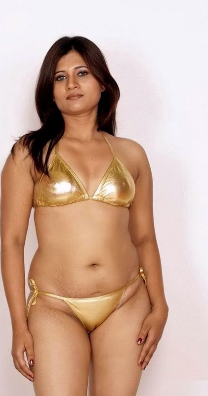 Hot Indian Model Nikita In Golden Bikini