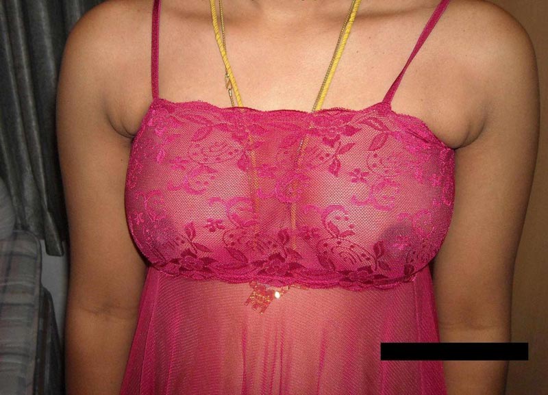 Indian Bhabhi Sadaf Stripping Her Red Nighty
