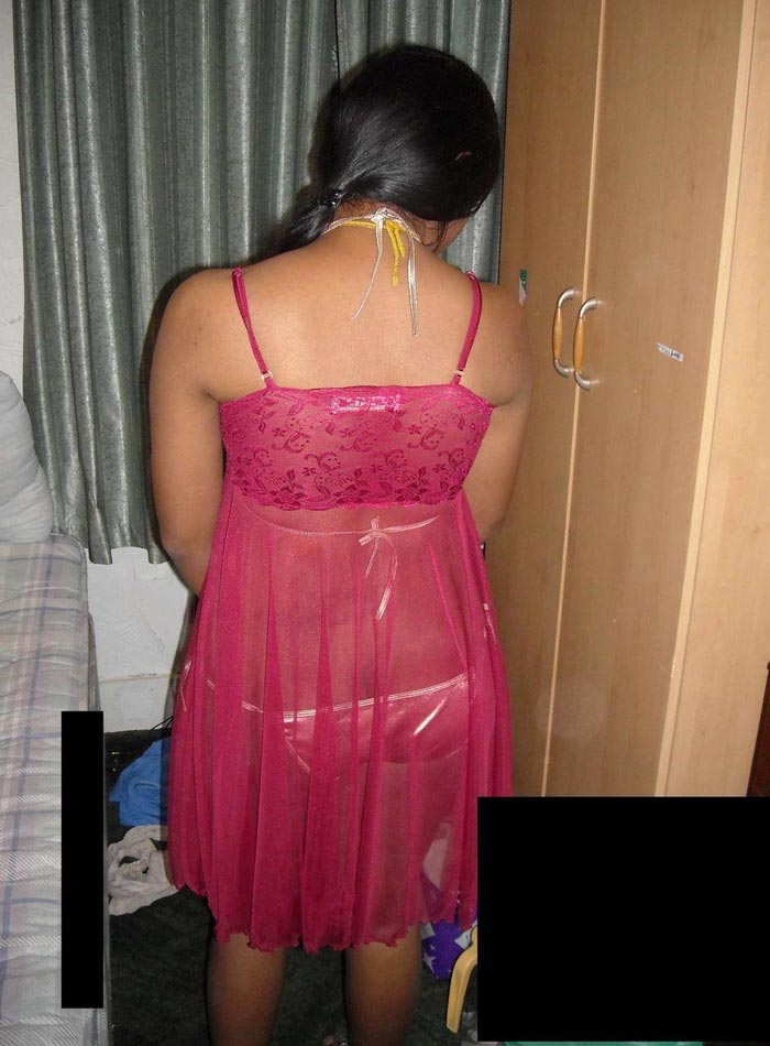 Indian Bhabhi Sadaf Stripping Her Red Nighty