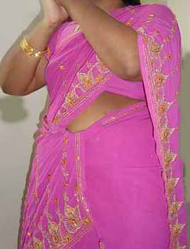 Indian Wife Mahek Pink Saree Stripped Nude