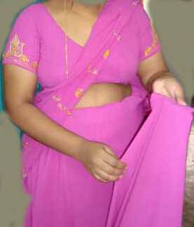 Indian Wife Mahek Pink Saree Stripped Nude