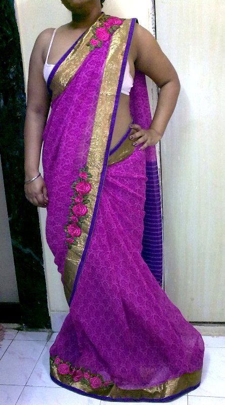 Indian homemaker stripping her traditional indian outfits