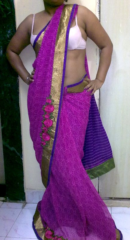 Indian homemaker stripping her traditional indian outfits