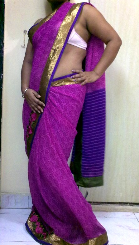 Indian homemaker stripping her traditional indian outfits